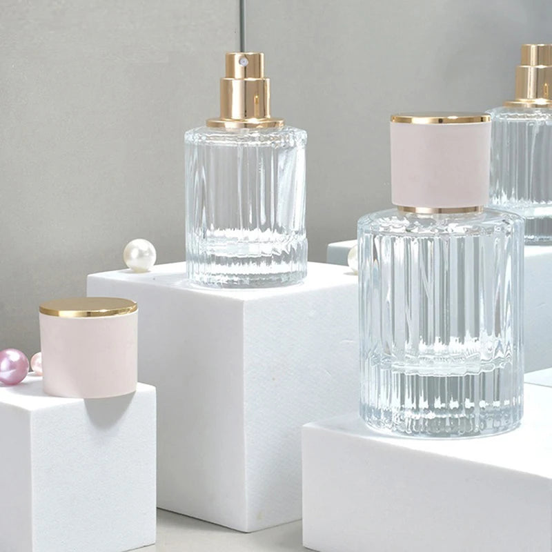 30ML 50ML Luxury Perfume Glass Spray Bottle Portable Clear Cosmetics Alcohol Atomizer High Capacity Empty Bottles Refillable