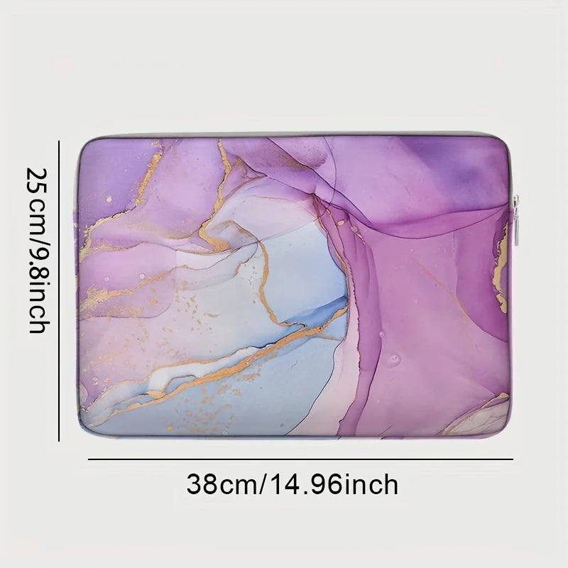1-piece set, marble print pattern laptop bag, briefcase, suitable for 14 inch laptops, fixed laptop bag