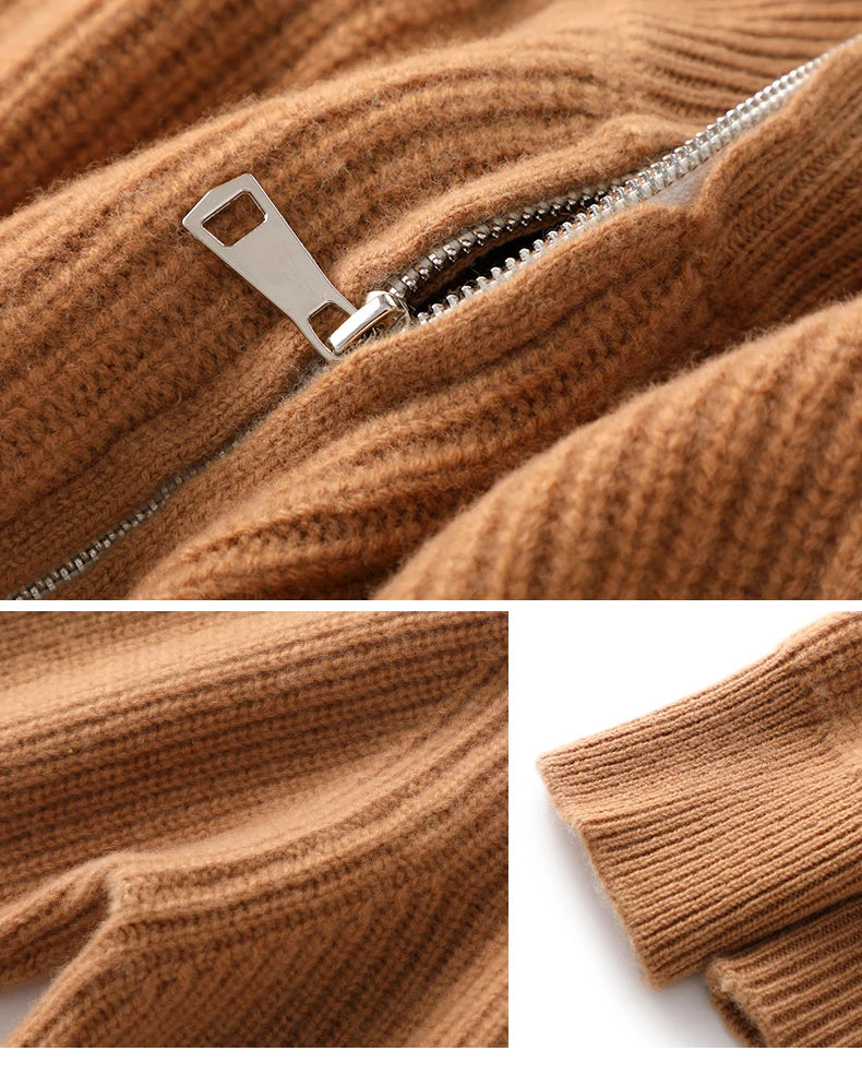 Men's Sweater Autumn And Winter New Pullover With Half-Height Zipper Neck To Keep Warm And Thick Cashmere Sweater Underlay Trend