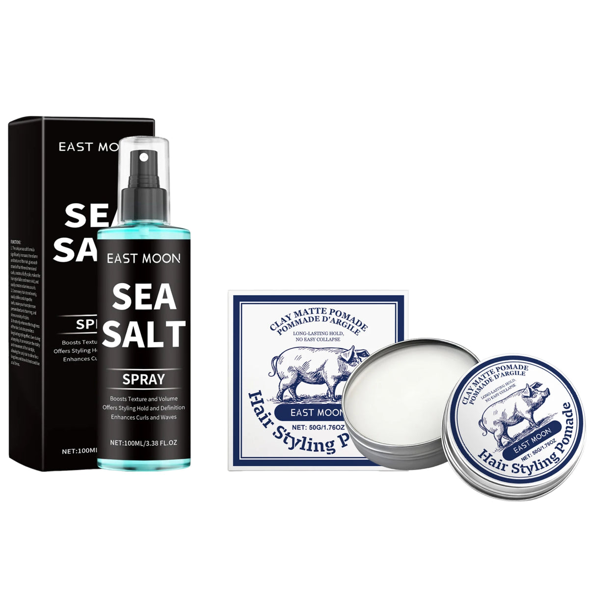 Lasting Hair Styling Set Sea Salt Spray Matte Hair Clay For Keep Hair Oil Edge Control Salon Hairdressing Mud Hair Holding