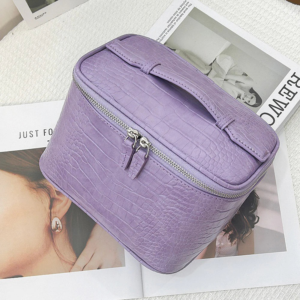 Customized Name 'Crocodile Pattern' Leather Portable Large-Capacity Multi-Zone Storage Makeup Bag Storage Bag