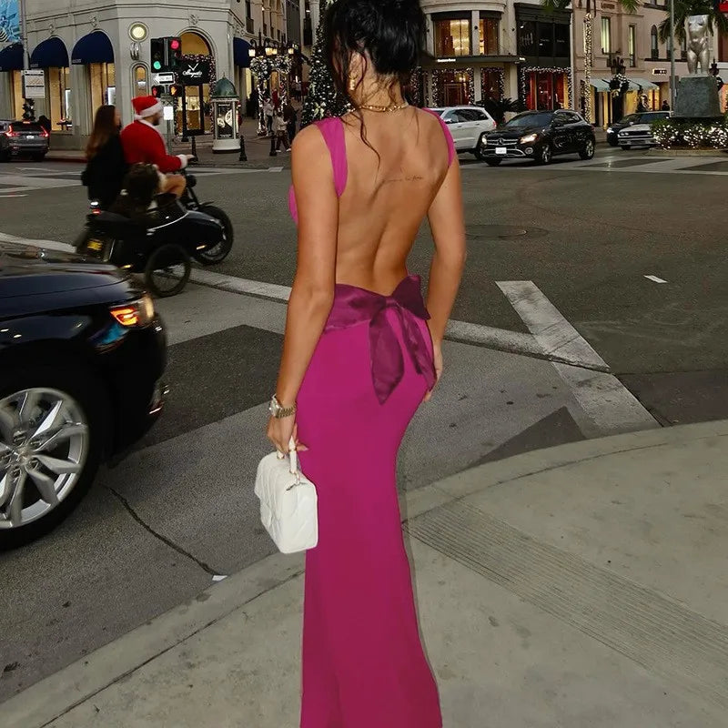 Sexy Sleeveless Backless Long Dress Women 2026 Summer Evening Slim Strap Party Maxi Dresses  Elegant