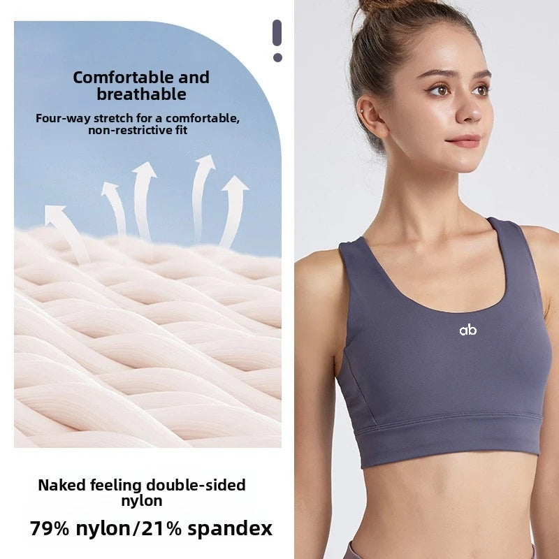 2026 New Cross‑Back Nake Feeling Sports Bra Women High Support Shockproof Push‑Up Removable Pads Outerwear Yoga Gym Training Bra