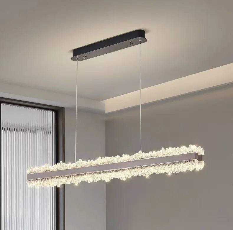 Restaurant LED Chandeliers Italian Light Luxury High-End Dining Room Main Lamp Designer Style One-Line Strip Dining Table Light