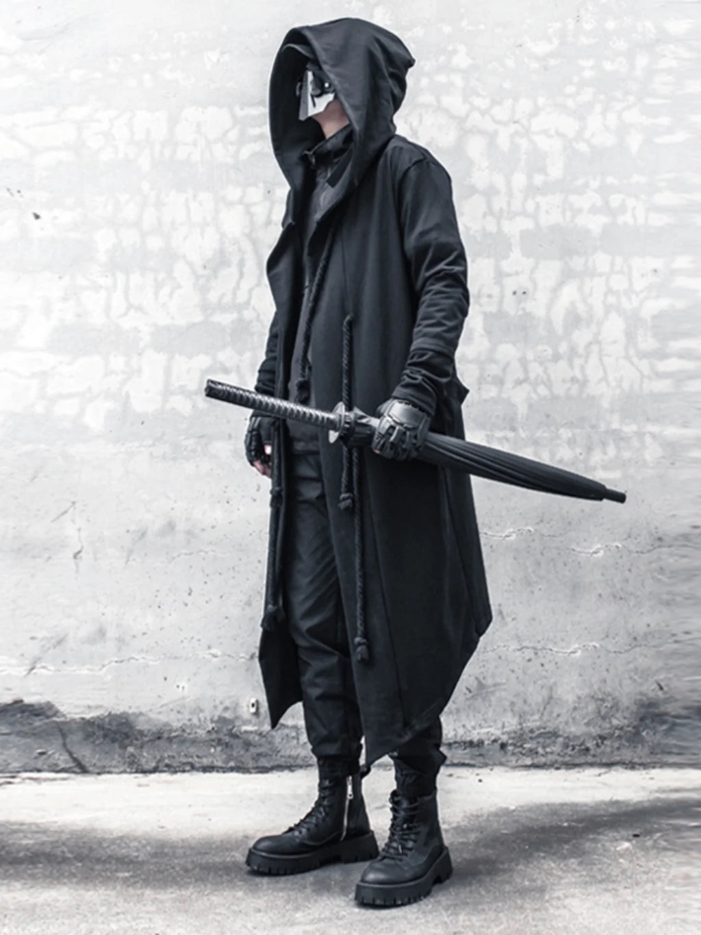 ARENS Men's Tide Spring Autumn Darkwear Warrior Large Size Windbreaker Gothic Style Long Coat Punk Cloak Hooded Wizard