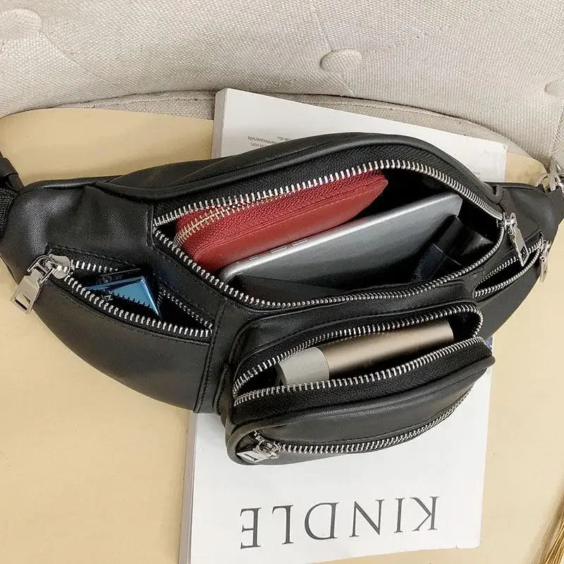 Multifunction Women Waist Pack Fashion Leather Phone Bags Small Belt Bag Cool Fanny Packs Women