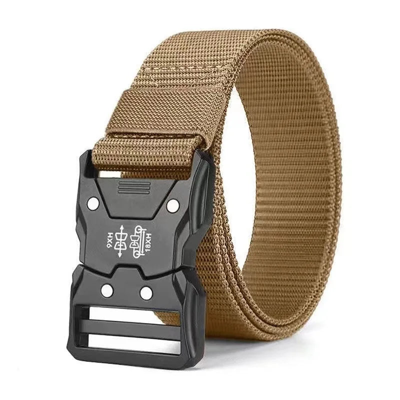 Red Ears Plastic Buckle Tactical Belt Men'S Multifunctional Military Fan Canvas Belt Outdoor Faux Nylon Training Waist Belt