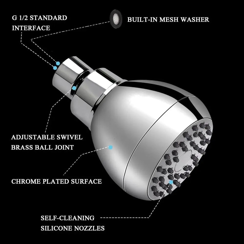 Silicone Nozzles Shower Heads Matte Black 360 Rotation Spray Shower Rustproof Powerful Water Flow Rain Shower Head Bathroom Use