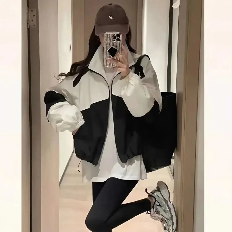 2025 Female Fashion Stormtrooper Outwear Spring Autumn Women Long Sleeves Hooded Jacket Korean Ladies Leisure Short Tops Coat