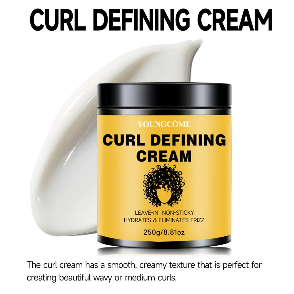 250g Hair Curling Cream Curly Hair Enhancer Moisturizing Frizzy Styling Wavy Wigs Enhance Smooth Nourishing Curl Boost