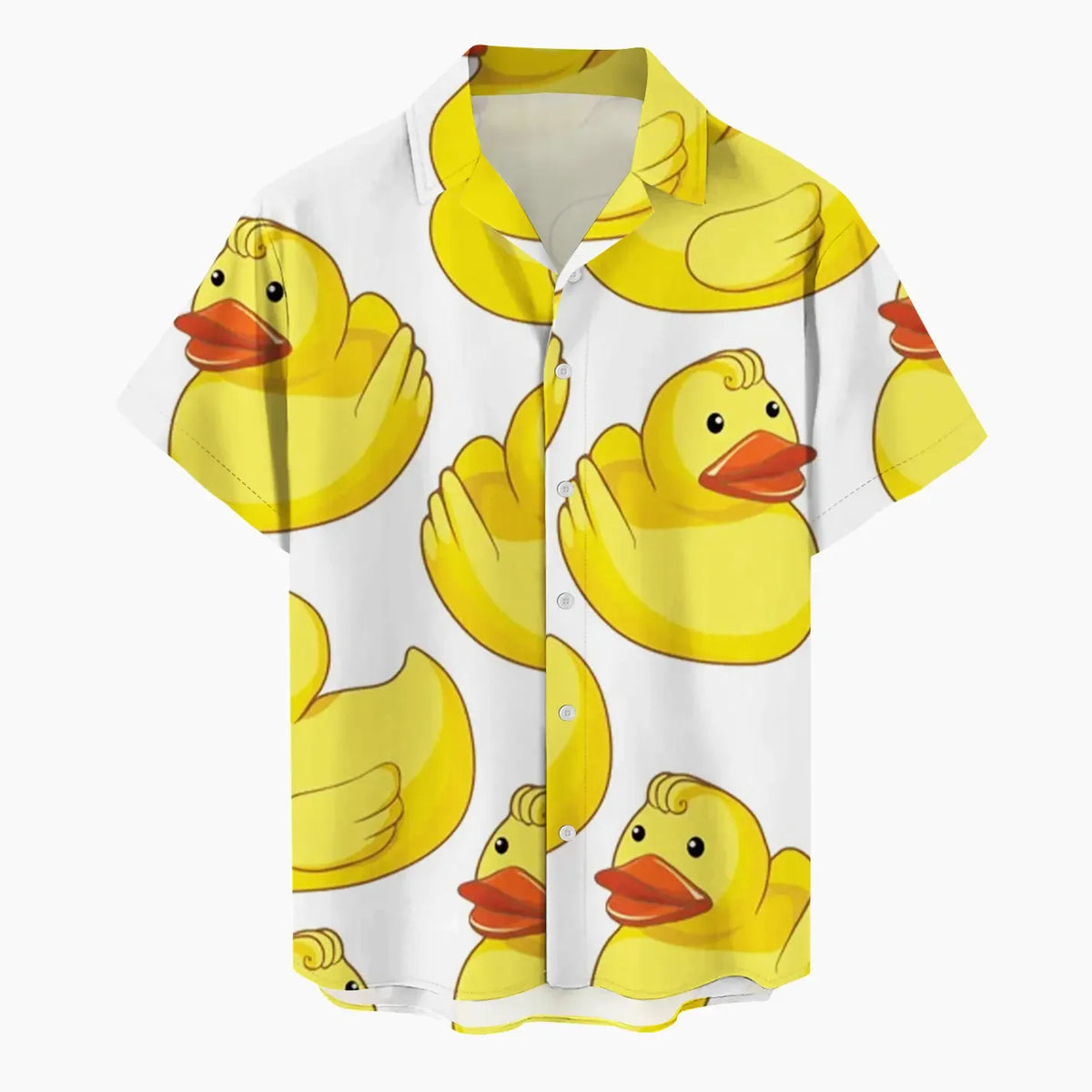 2025 New Men's Shirt Little Yellow Duck 3D Printed Funny Hawaiian Beach Tops Short Sleeve Casual Fashion Blouse Social Shirt