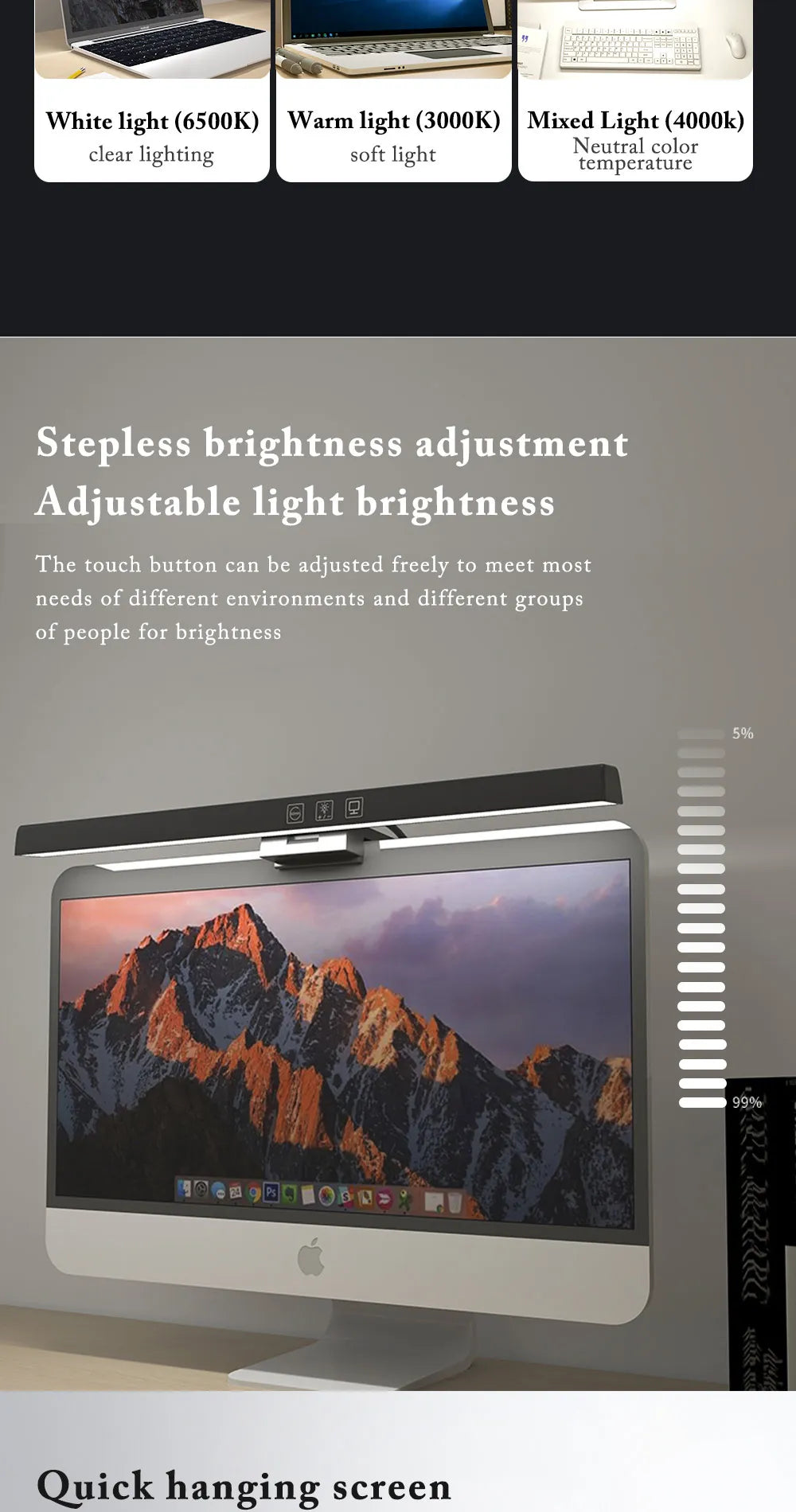 Screen LED Bar Desk Lamp PC Computer Laptop Screen Lamp  Hanging Light Bar Table Lamp Office Study Reading Light For LCD Monito