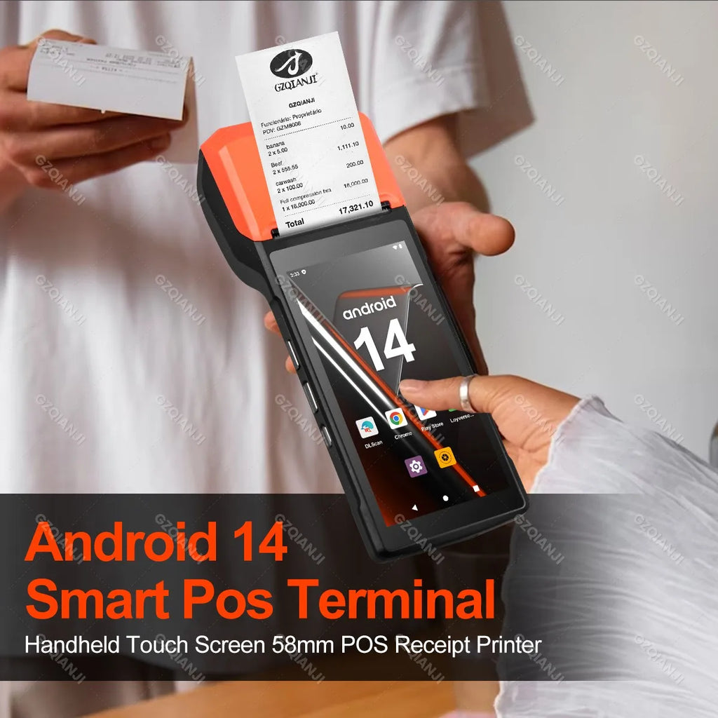 Handheld Android POS PDA Terminal 58mm Receipt Bill Thermal Printer All In One with NFC Camera 1D 2D Barcode Reader Optional