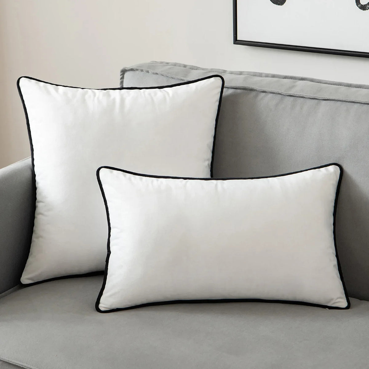60x60cm Solid Color Velvet Pillow Cover Nordic Black and White Edging Pillowcase Modern Light Luxury Cushions Cover Decorative