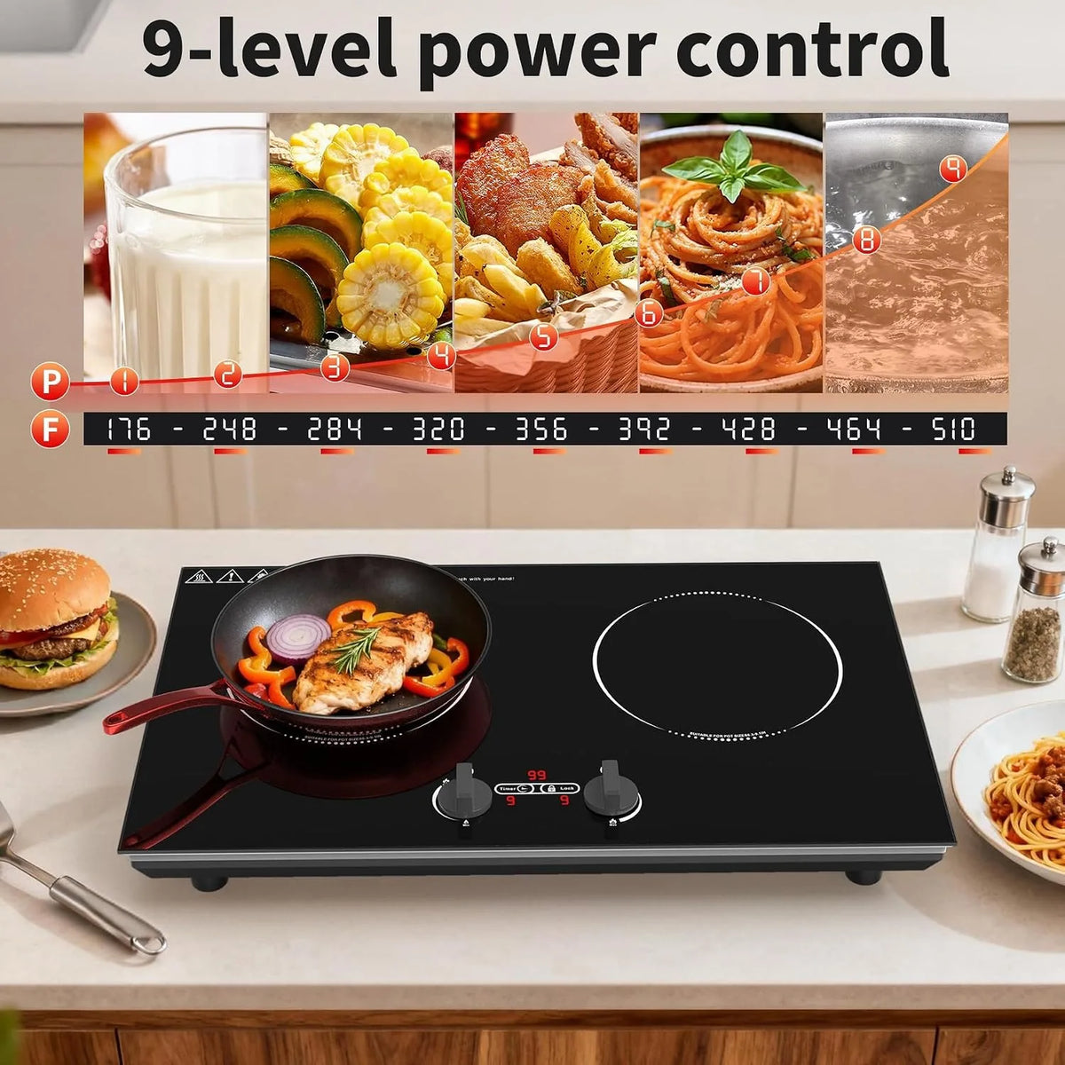 Induction Cooktop 4000W Countertop burners with Knob Control
