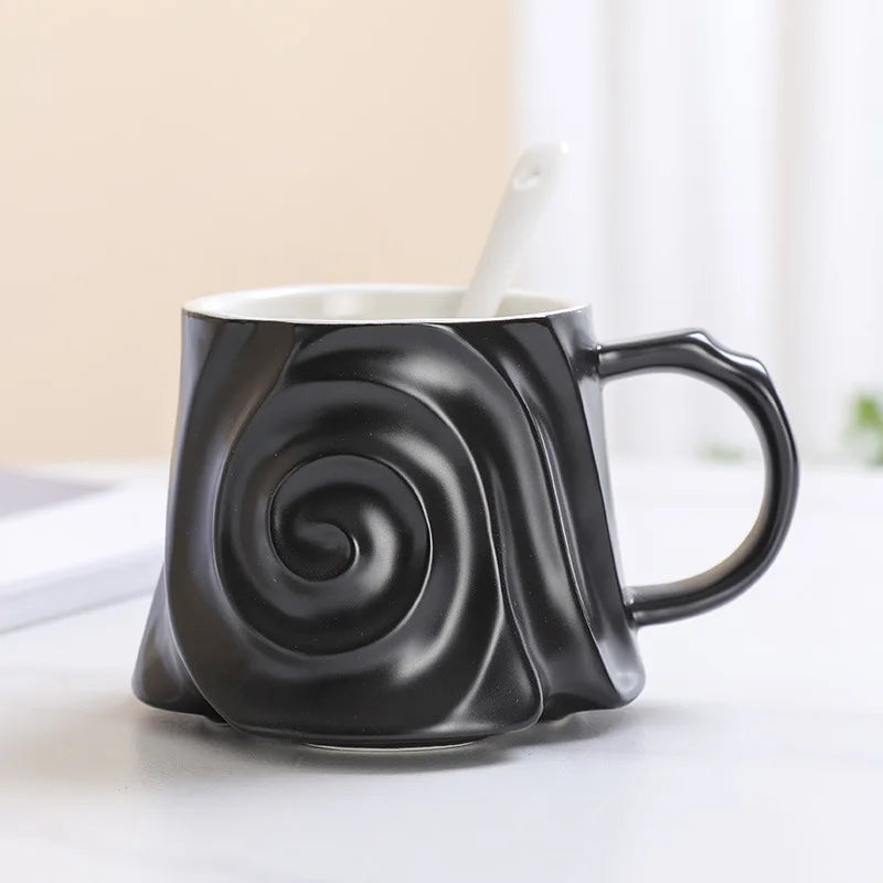 Ceramic mug with spoon milk cup household coffee cup water cup