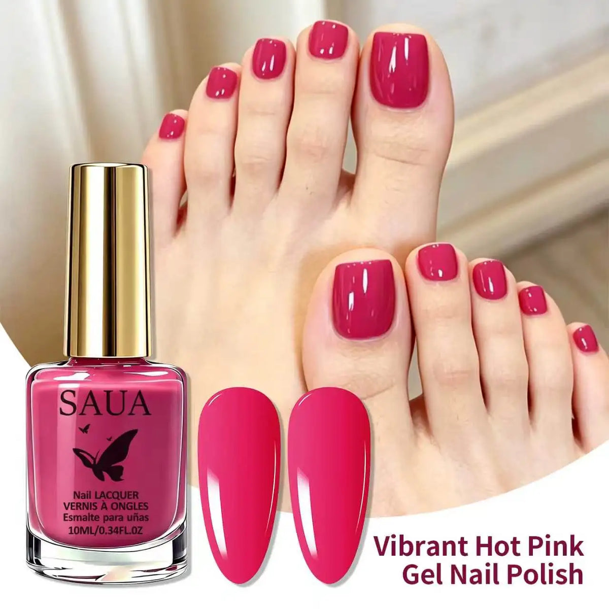10ML Rose Red Nail Polish, Quick Dry, Long-Lasting High Gloss, Elegant, Suitable for Commute, Parties, Dates, Festivals.