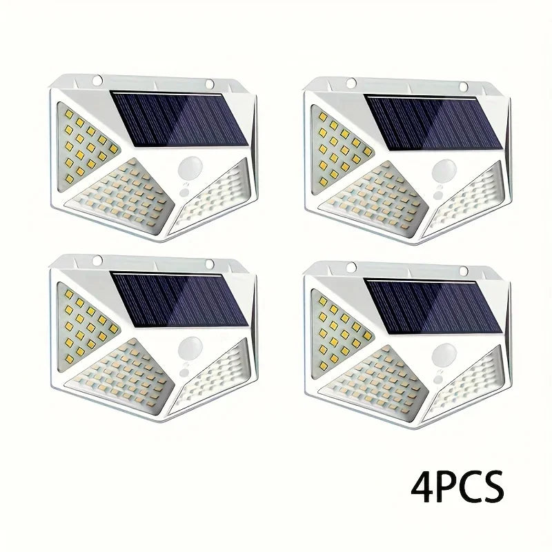 Solar Light Outdoor 100 LED Wall Lamp PIR Motion Sensor Lamp Waterproof Stairs Lights for Courtyard Garden Street Decoration