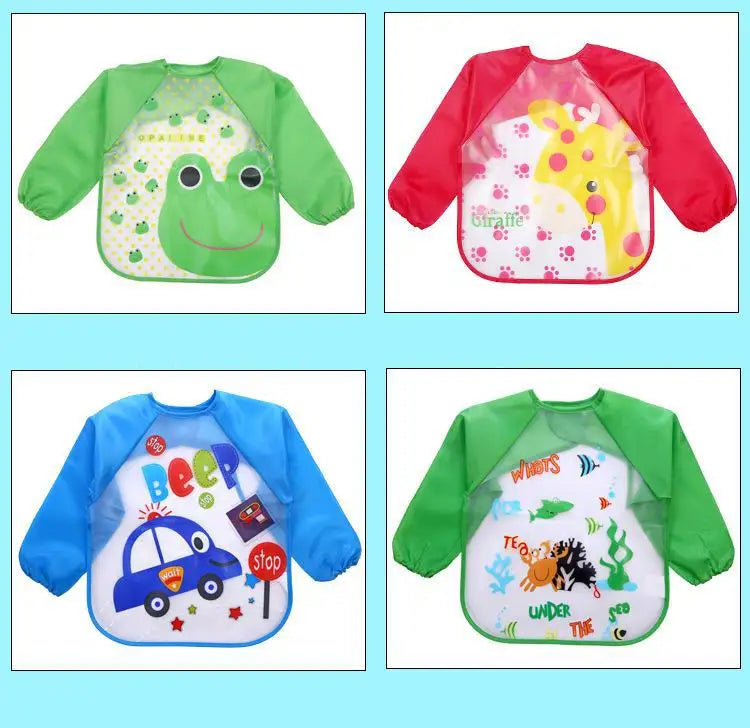 0-4 Years Baby Bibs Waterproof Kid Eating Clothing Children's Long Sleeves Feeding Smock Bib Baby Apron Bandana Bibs Clothes