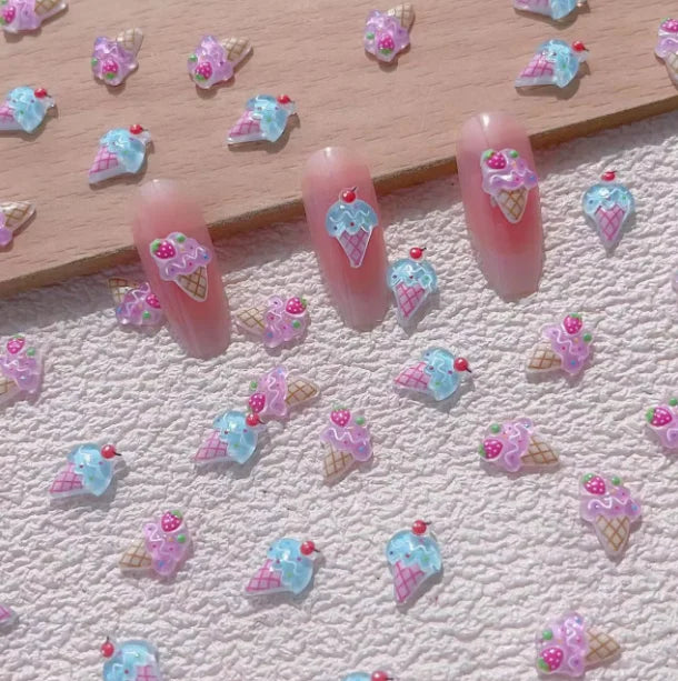 50pcs Kawaii Accessories Resin Nail Art Charms Cartoon Heart Nail Decorations Mixed Size Bulk Manicure Rhinestones Jewelry DIY
