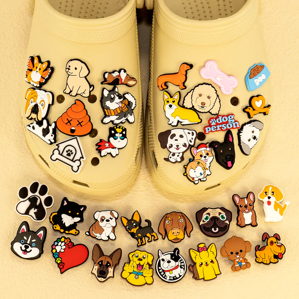 1pcs PVC Dog Shoe Charms Corgi Bulldog Puppy Husky Shoe Decoration Pins for Women Men Kids Sandal Accessories Buckle Ornament