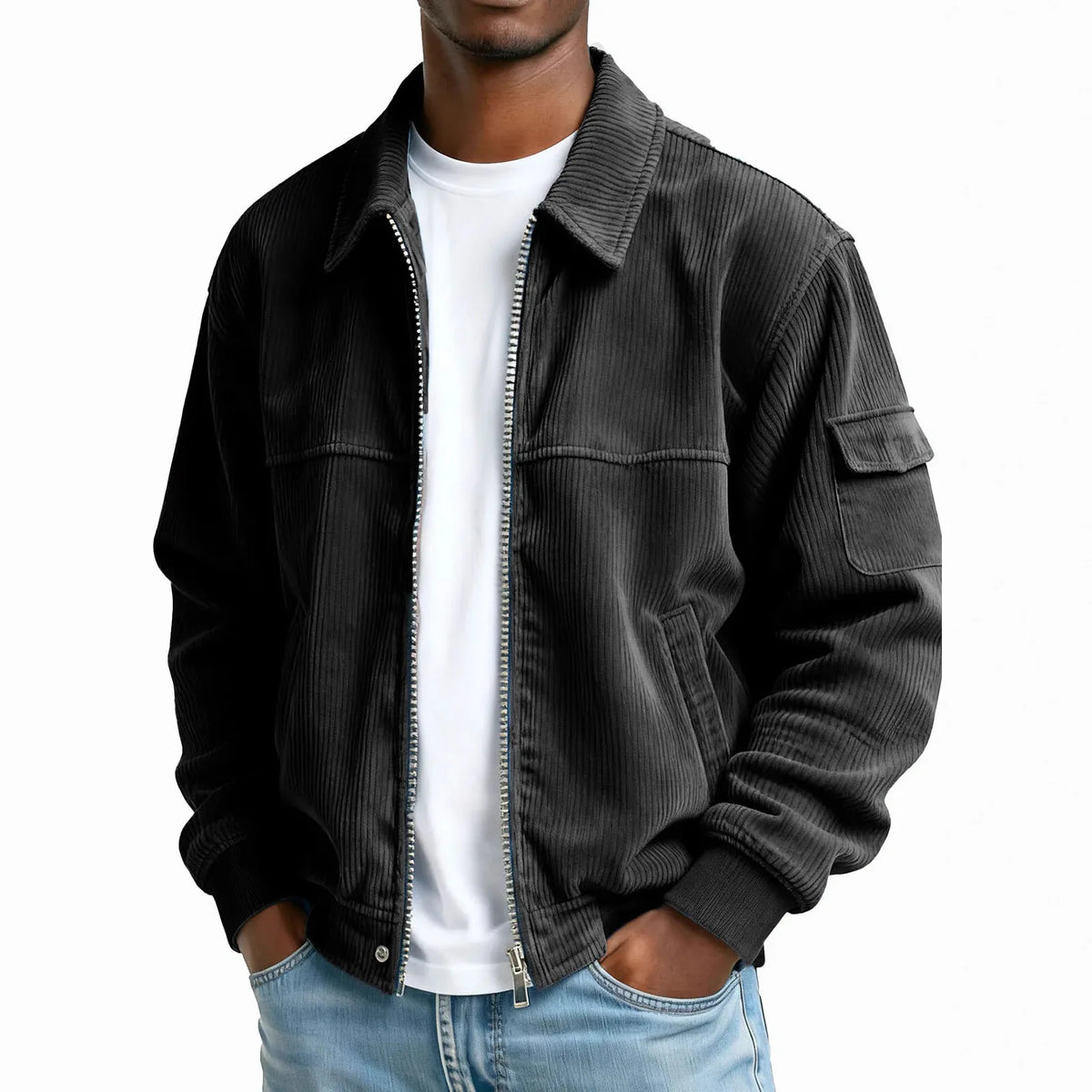 2026 Autumn Winter Men's Vintage Jackets Solid Corduroy Fashion Casual Full Sleeve Pocket Outwear Coats Man Sports Streetwear