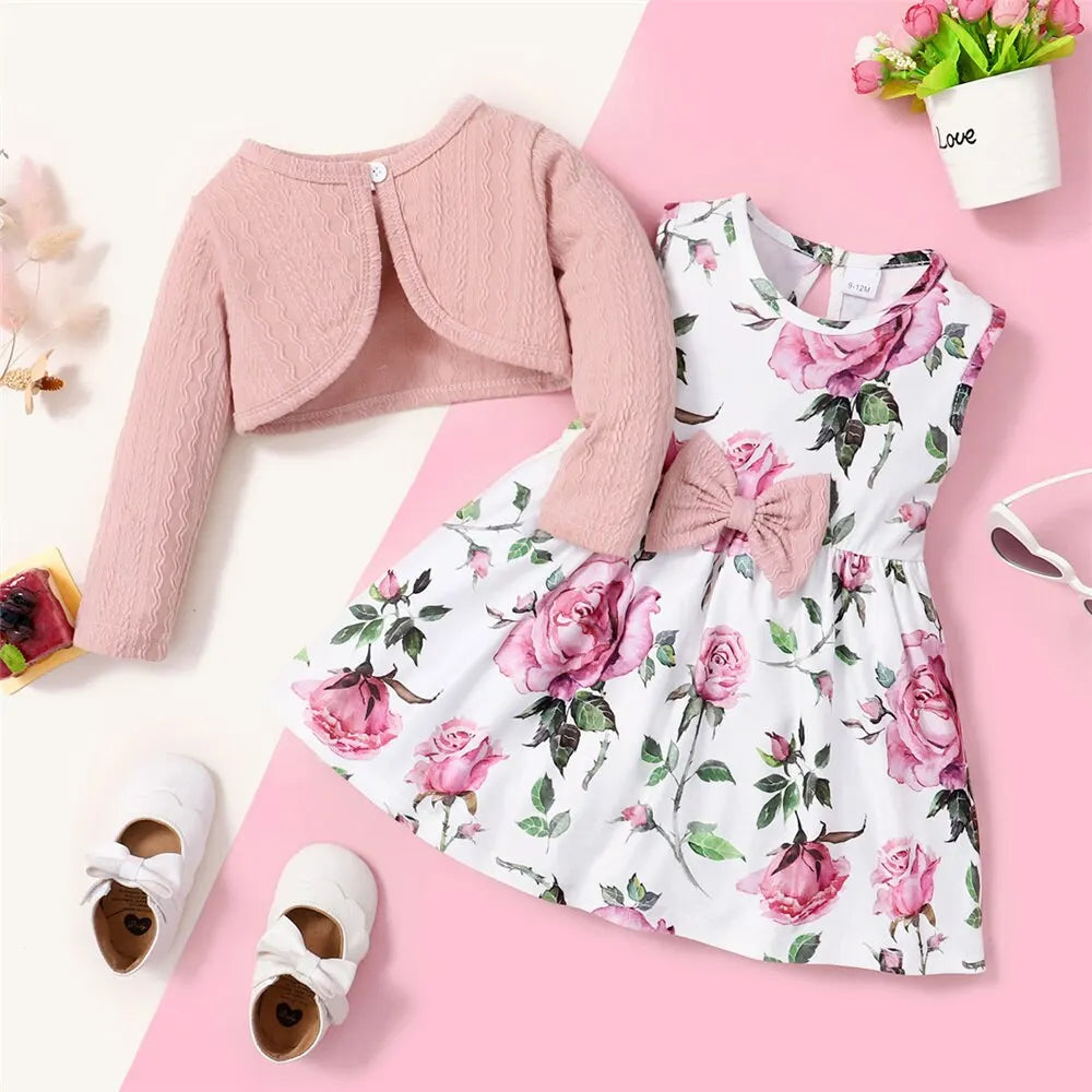 Baby Girl Floral Dress and Coat Set