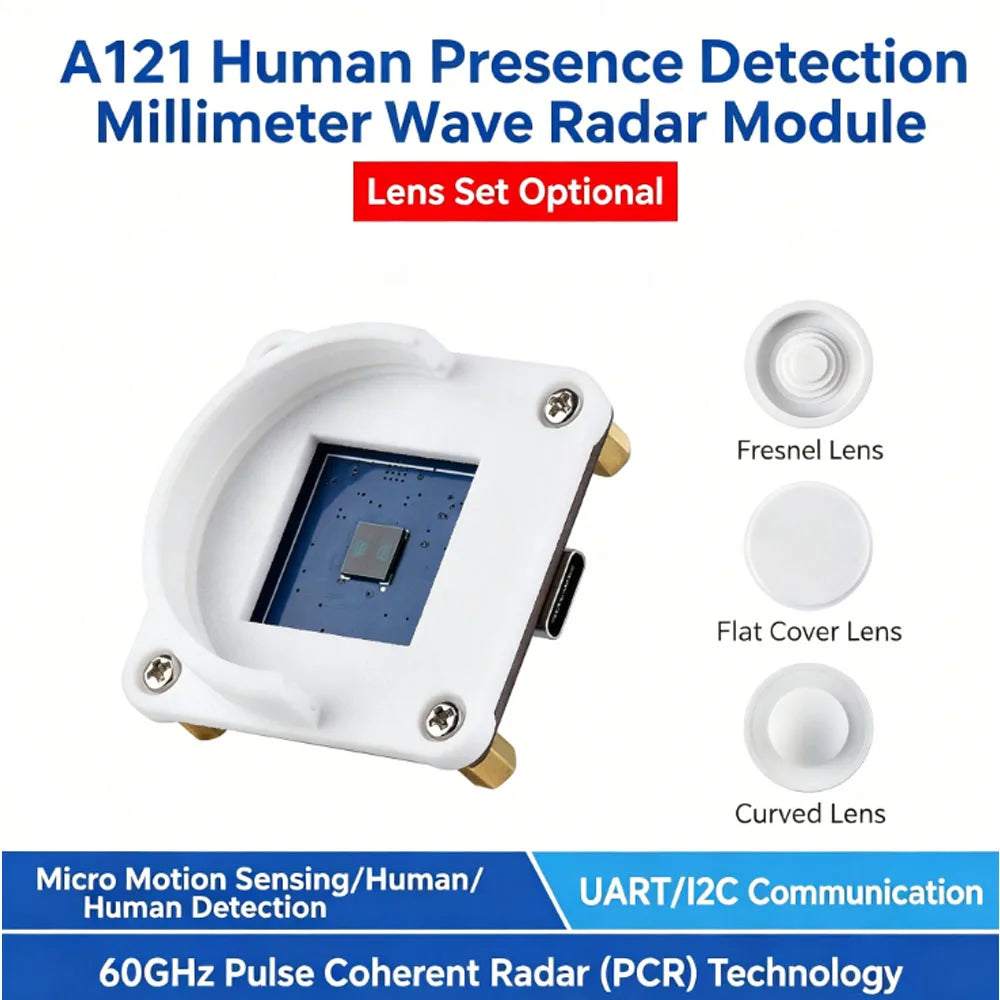 Waveshare A121 Millimeter Wave Radar Ranging Sensor, 60GHz Pulsed Coherent Radar Micro-motion Detection Module