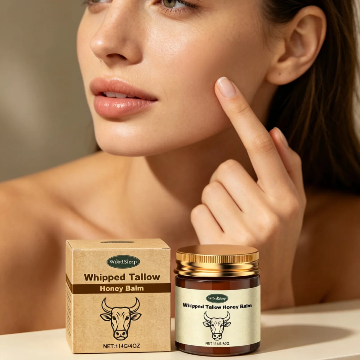 WoodSleep Tallow Honey Balm Deeply Hydrating Skin Non Sticky Smooth Lightweight Long Lasting Moisturizing Natural Body Balm 114g