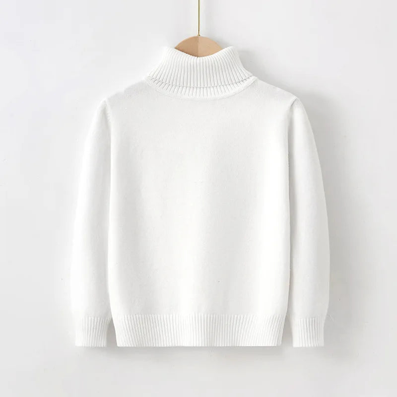 New Autumn Winter Children's Cotton Sweater Full Sleeve Turtleneck Knitwear Baby Boys Girls Clothing Warm Soft Jumper Pullovers
