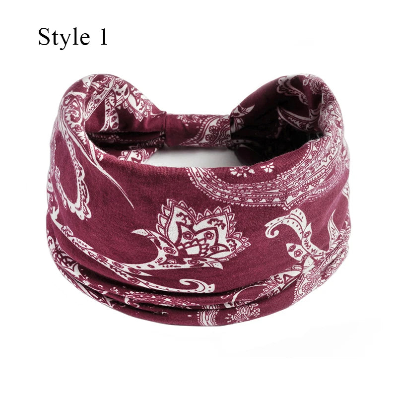 Bohemian Knot Turbans Yoga Elastic Head Wrap Women Fashion Vintage Elastic Hair Band Lady Wide Headbands Female Hair Accessories