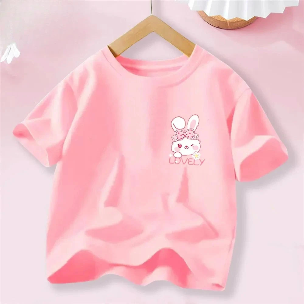 Sweet Heart Print T-Shirt Crew Neck Short Sleeve T-Shirt Casual Every Day Tops Girls Clothing Fashion Teens Sport Clothes