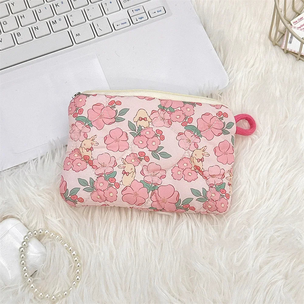Women Mini Makeup Handbags Wallet Pouch Bag Cute Cartoon Small Travel Cosmetic Lipstick Earphone Card Portable Storage Bag Purse