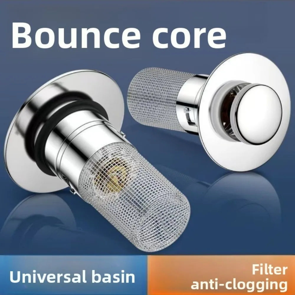 Kitchen Washbasin Sink Leak Plug Floor Drain Filter Odor-Proof Pop-Up Rebound Sink Plug Hair Filter Universal Press-Type Drain