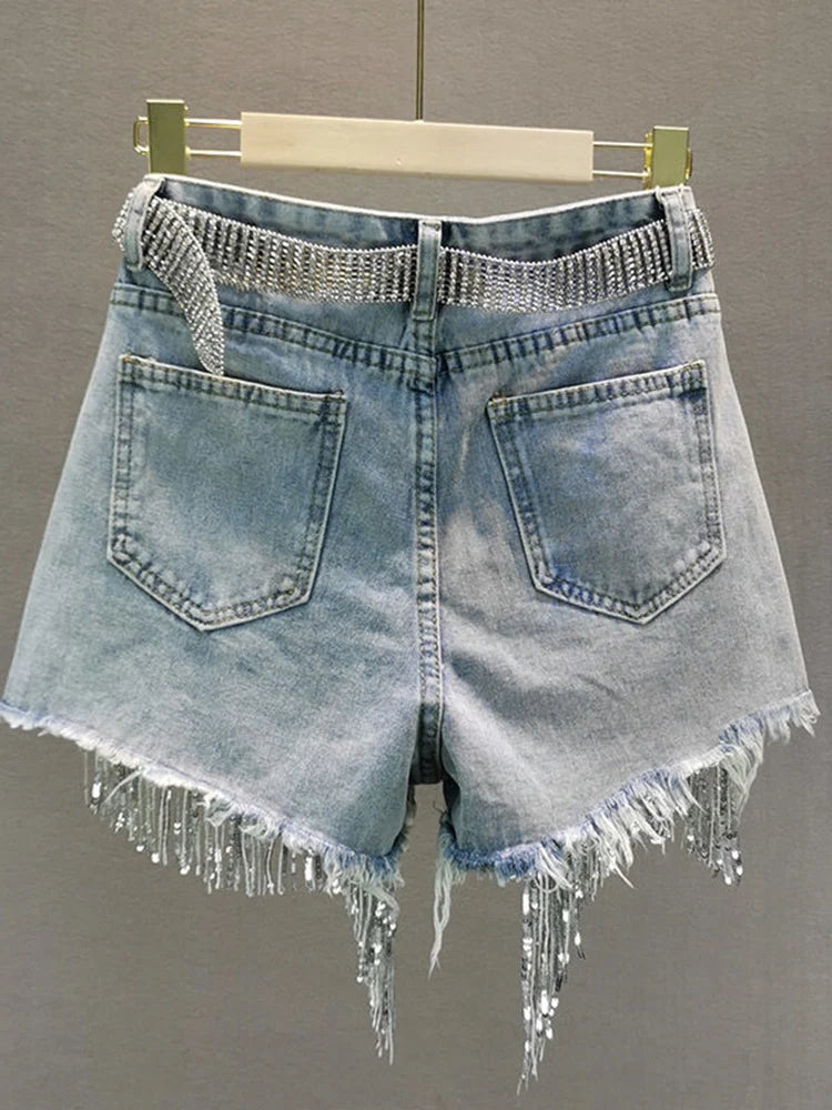 Women's High-Waist Wide-Leg Denim Shorts