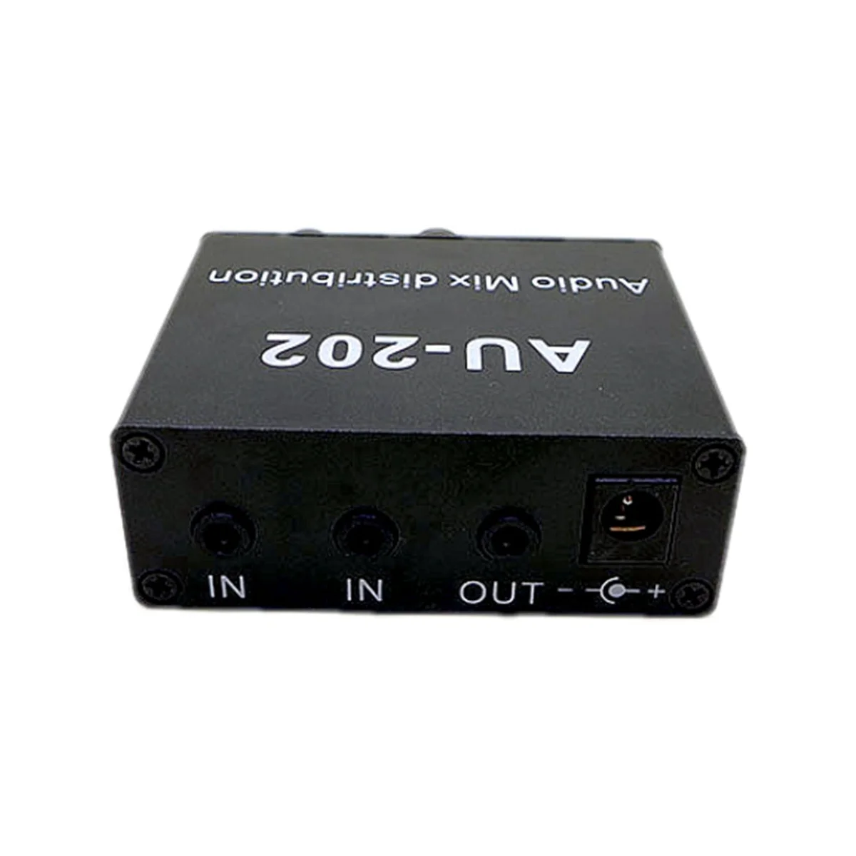 AU-202 2 Input 2 Output Stereo Mixer Audio Distributor for Headphone External Power AMP Volume Alone Control