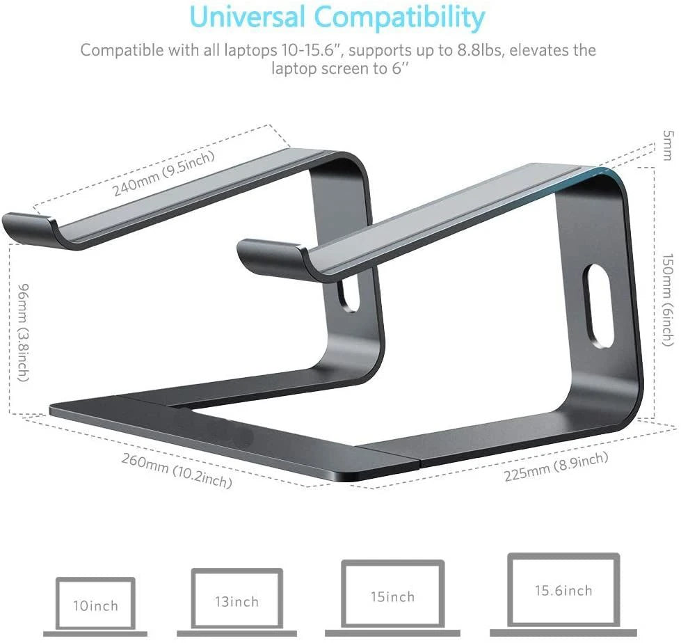 Jomaa Laptop Stand Ergonomic Aluminum Laptop Mount Computer Stand Detachable Laptop Riser Notebook Holder Stand Compatible