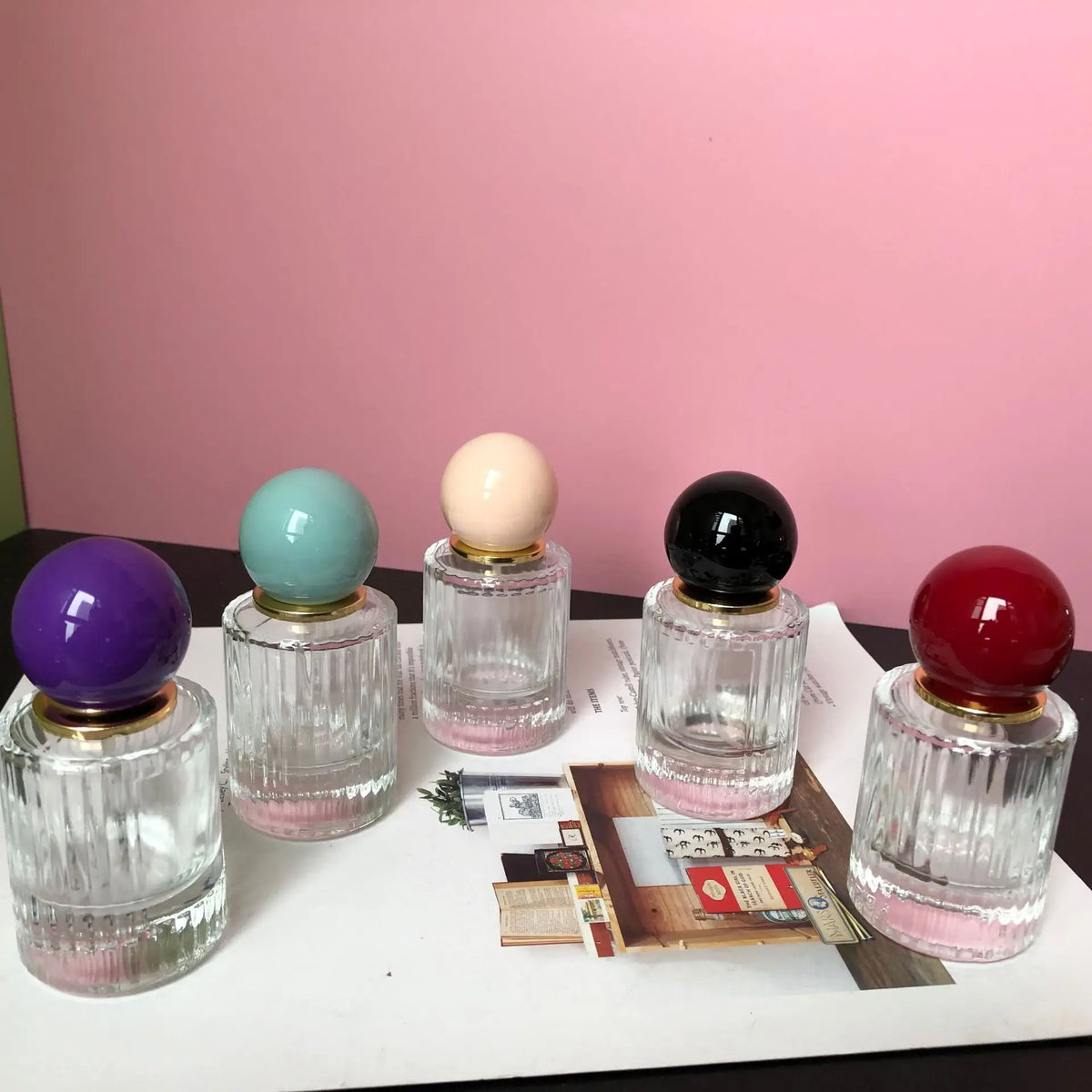 30ml 50ml Thick Vertical Bar Glass Perfume Bottles Travel Pocket Glass Spray Empty Round Mist Dispenser Atomizer