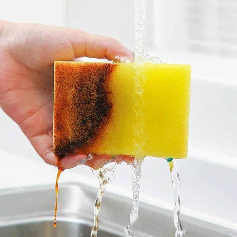 Magic Cleaning Sponge, Double-Sided Highly Absorbent, Rust & Grease Remover, Kitchen Scrub Brush, Pot Cleaner Tool