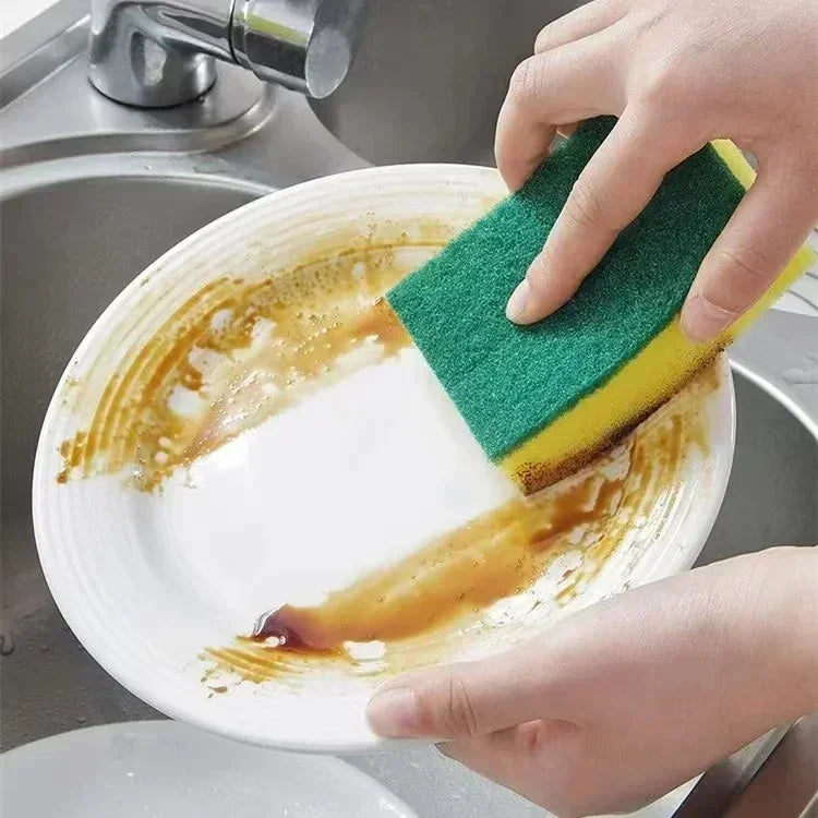 Magic Cleaning Sponge, Double-Sided Highly Absorbent, Rust & Grease Remover, Kitchen Scrub Brush, Pot Cleaner Tool