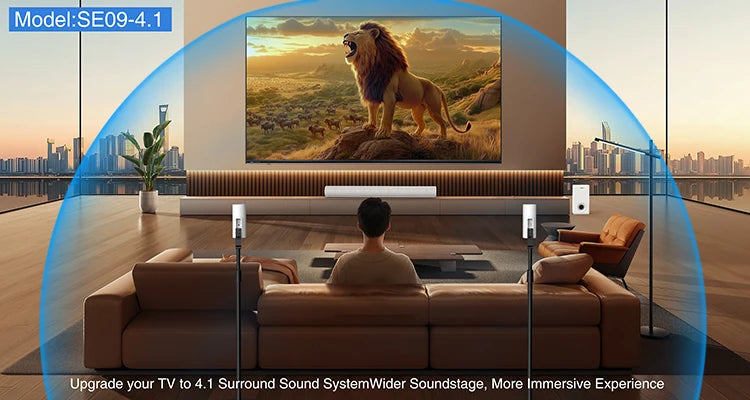 SE09 4.1 CH Surround Sound TV Speakers with Wired Subwoofer for Home Audio Systems