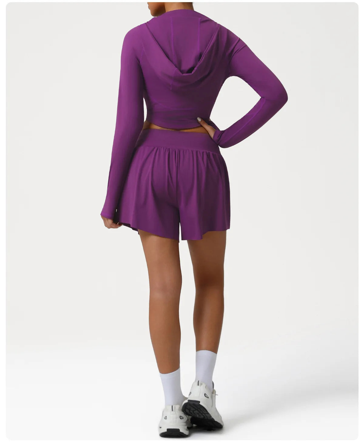 sm2544 Autumn Winter New Running Jacket Set Women's Tight Quick Drying Sports Fitness Jacket & High Waist Shorts 2 Piece Set