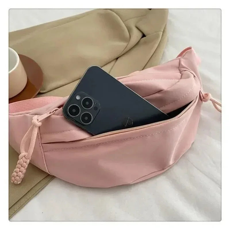 Women's Chest Bag Canvas Crossbody Bag Solid Color Women Sling Waist Pack Versatile Sports Solid Color Waterproof Hiking Bags
