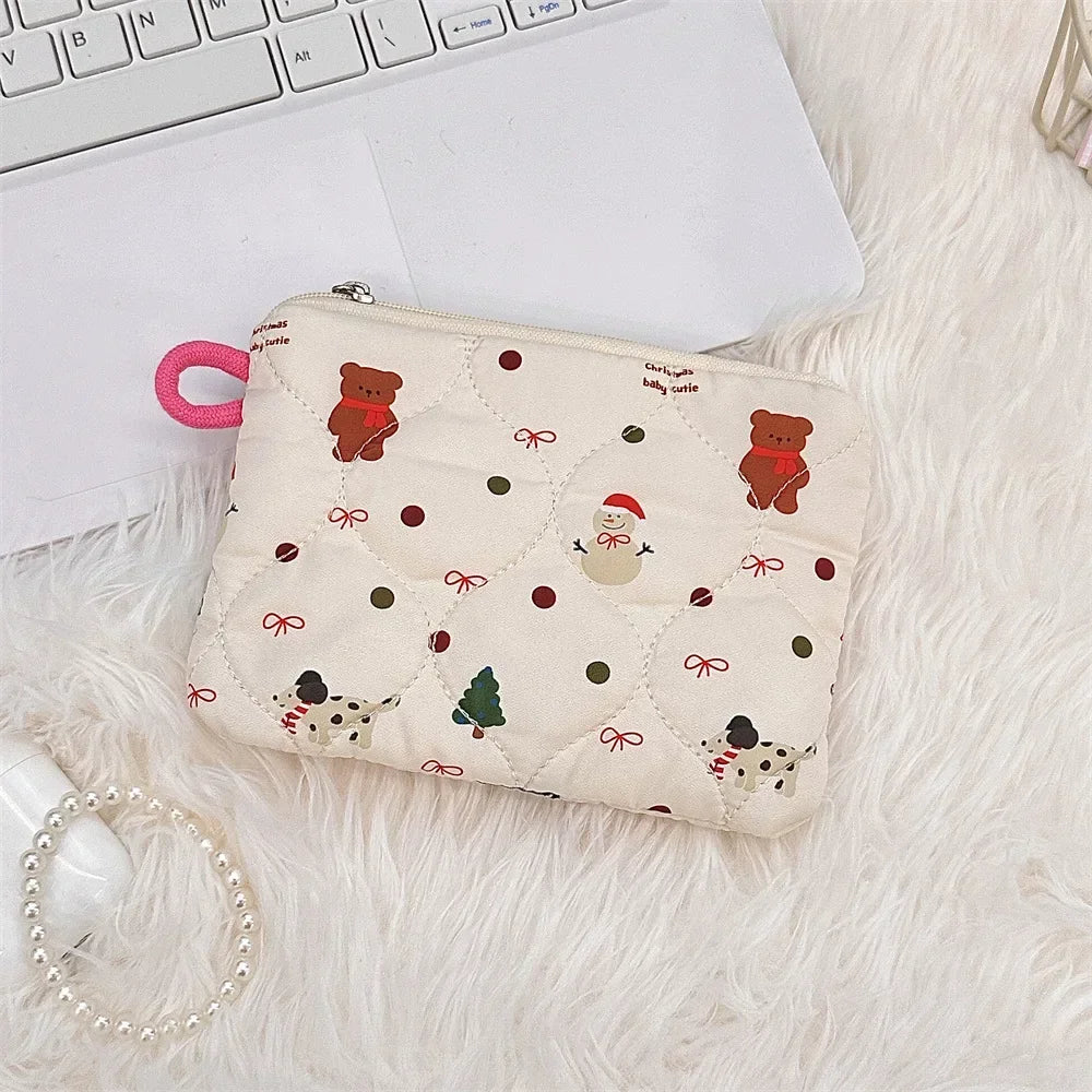 Women Mini Makeup Handbags Wallet Pouch Bag Cute Cartoon Small Travel Cosmetic Lipstick Earphone Card Portable Storage Bag Purse