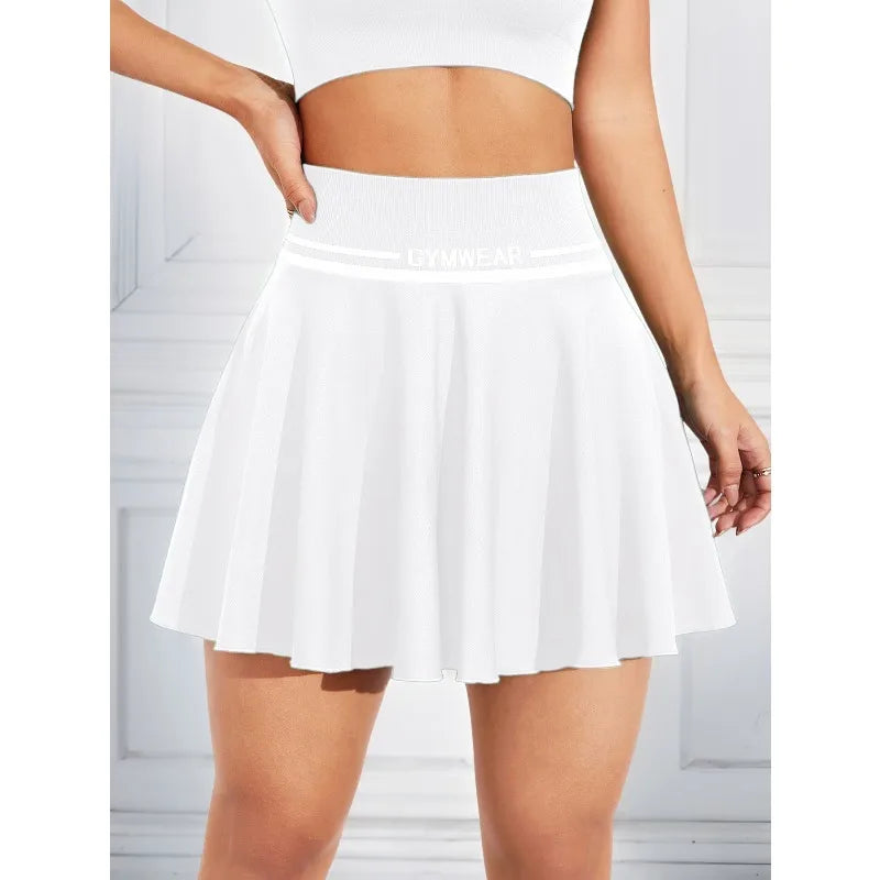 Women's Seamless Knit Tennis To Badminton Skirt Short Fitness Yoga Dress Court Mini Sports Skirt Sports Wear for Gym Summer
