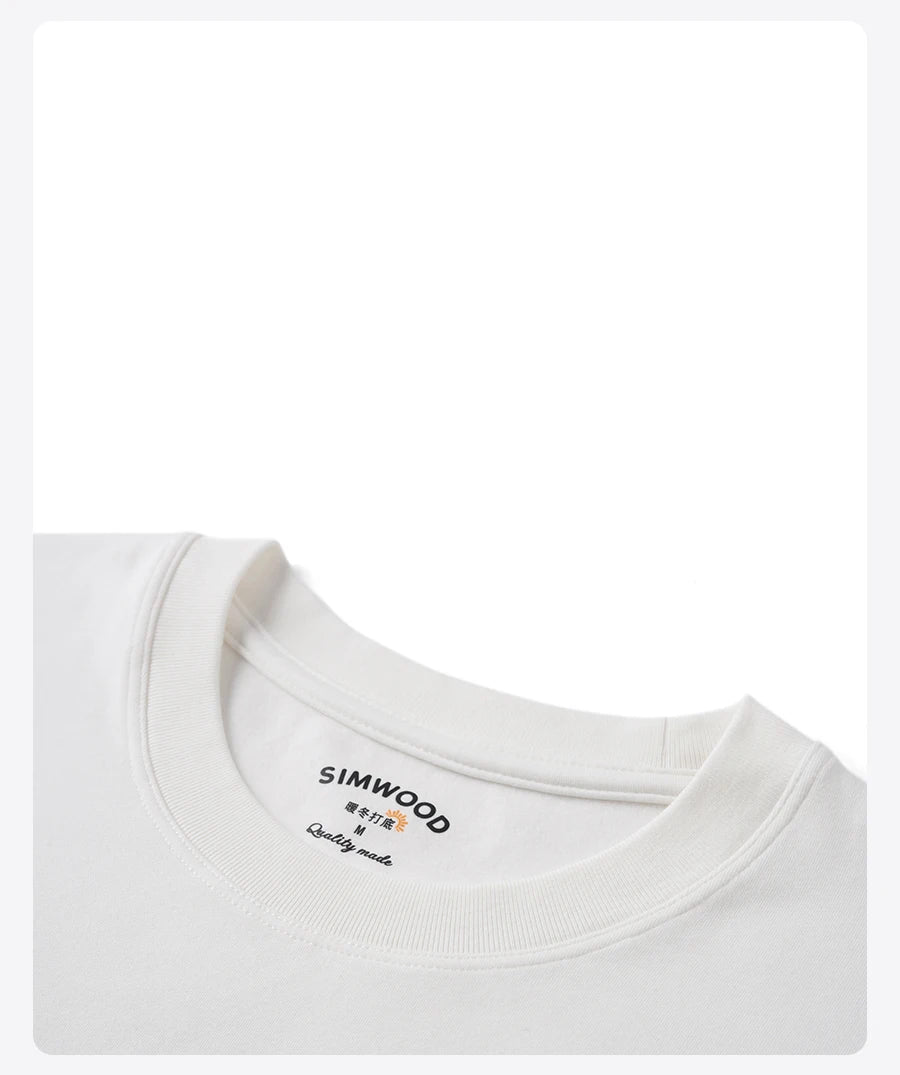 SIMWOOD 2026 Autumn Winter New Warm 260gsm Fabric T-Shirt Regular Fit Thermal Base Layer Comfortable Short Sleeve Tops