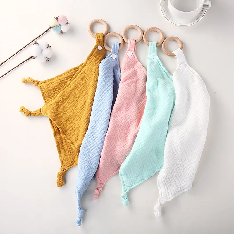 Wooden Drool Bib Ons Baby Saliva Towel Soft Cotton Baby Burp Cloth Kindergarten Handkerchief Newborn Washcloth Nursing Towel