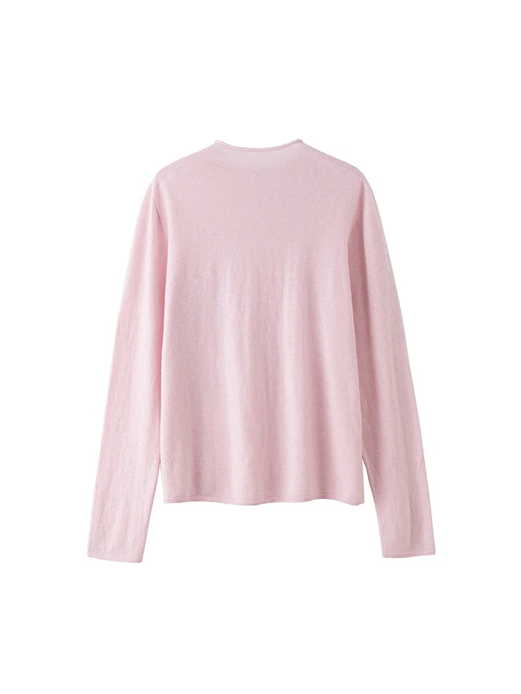 SuyaDream, Women Wool Pullovers, 5%Cashmere 92%Wool, Soft Cozy Sweaters, 2025 Fall Winter Basic Solid Knit Top