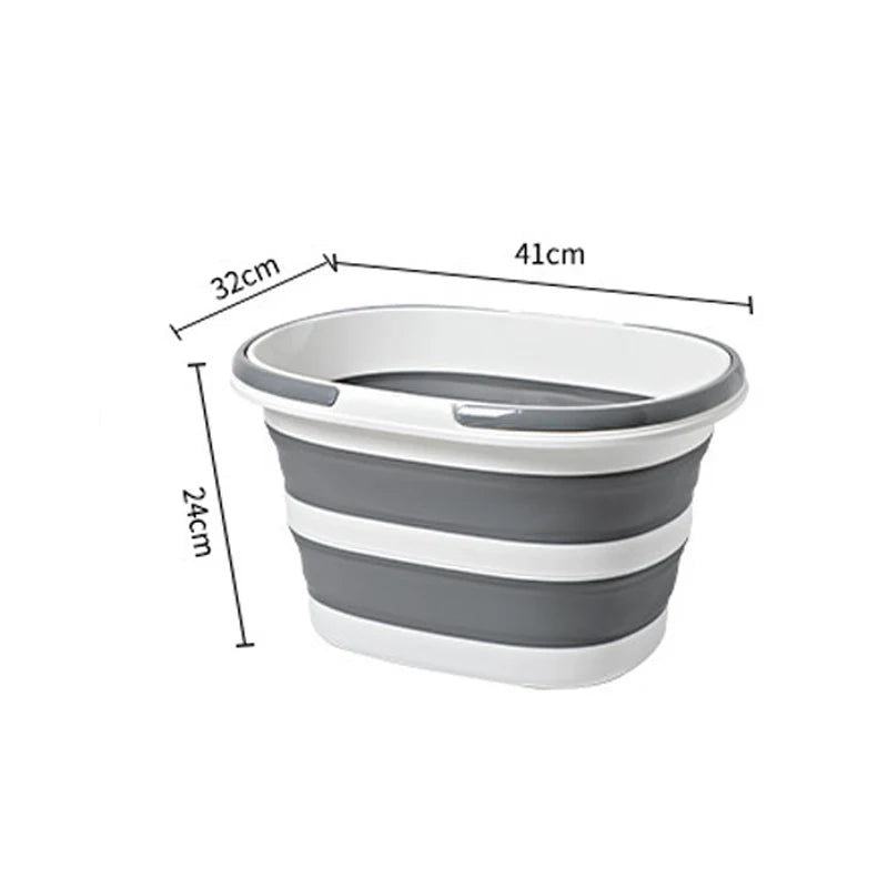 16L Collapsible Mop Bucket with Handles Space Saving Foldable Silicone Tub for Cleaning, Laundry, Storage - Portable Wash Basin