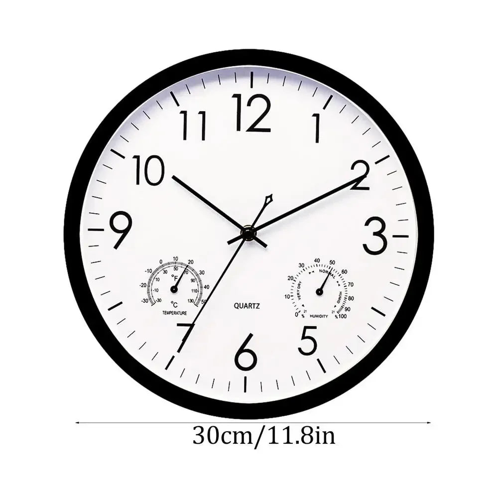 Outdoor Clock Decorative Round Clock With Thermometer and Humidity Large Wall Clocks Waterproof Elegant Retro Silent Clock